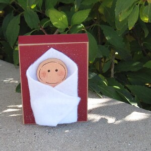 BABY JESUS BLOCK for Christmas, Noel, shelf, desk, office, mantle and home decor