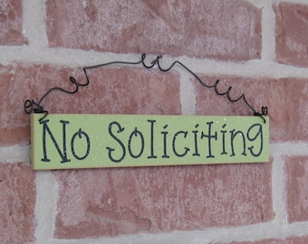 Free Shipping - NO SOLICITING SIGN (Sage Green) for home and office hanging sign