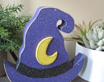 7.5"x 7.5" WITCH HAT block on a stand for Halloween, and  home decor