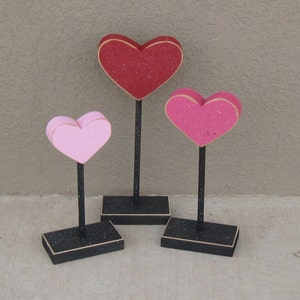 3 Tall Standing Heart Block Set for February, love, Valentines, shelf, desk, office and home decor