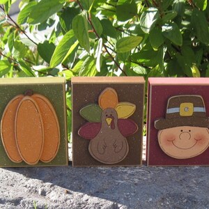THANKSGIVING BLOCK SET for harvest, holiday, shelf, desk, table, office, mantle and home decor image 1