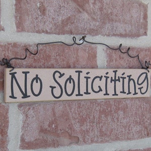 Free Shipping NO SOLICITING SIGN beige for home and office hanging sign image 2