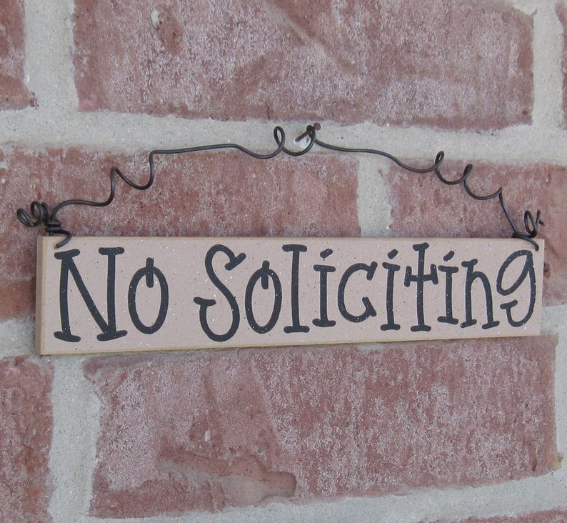 Free Shipping NO SOLICITING SIGN beige for home and office hanging sign image 2
