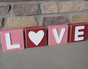 5x5" LOVE block SET for Valentines day and home decor