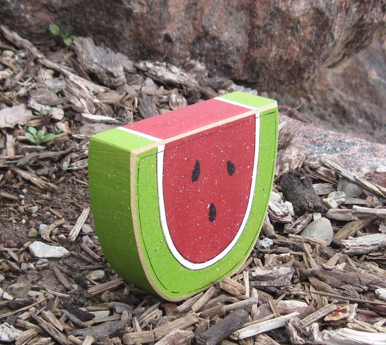 WATERMELON SHAPED BLOCK for Summer, shelf, desk, office and kitchen home decor image 1