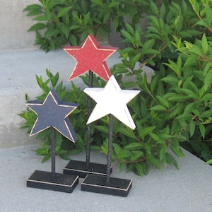 3 TALL STANDING STAR block set for July 4th, Independence day, shelf, desk, office and americana home decor image 2