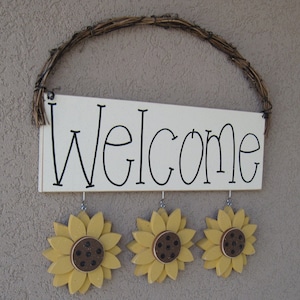 WELCOME SIGN (SUNFLOWERS) for wall and home decor