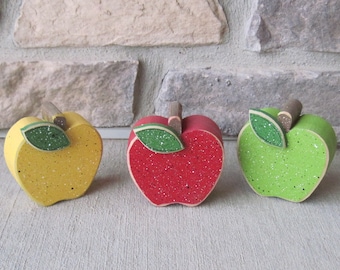 Set of 3 APPLE BLOCKS for Fall, Apple , shelf, desk, office and home decor