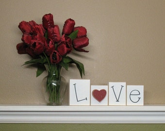 LOVE BLOCK SET for home, shelf, desk, mantle and valentine decor