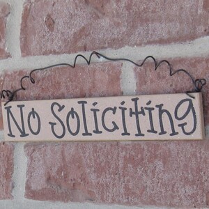 Free Shipping NO SOLICITING SIGN beige for home and office hanging sign image 3