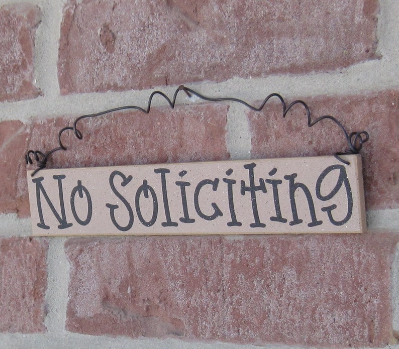 Free Shipping NO SOLICITING SIGN beige for home and office hanging sign image 3