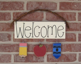 Handcrafted Welcome Sign with Interchangeable Monthly Decor