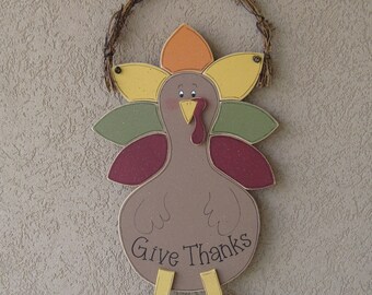 HANGING TURKEY with grapevine for wall, door, November, Thanksgiving and home decor