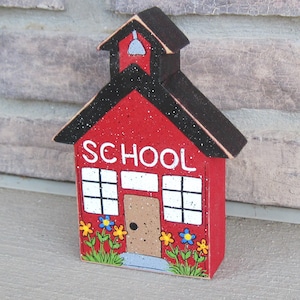 SCHOOL HOUSE shelf sitter block shelf, desk, office and home decor