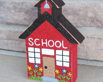 SCHOOL HOUSE shelf sitter block shelf, desk, office and home decor