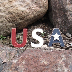 USA BLOCKS for July 4th, Independece day, shelf, desk and Americana home decor image 2