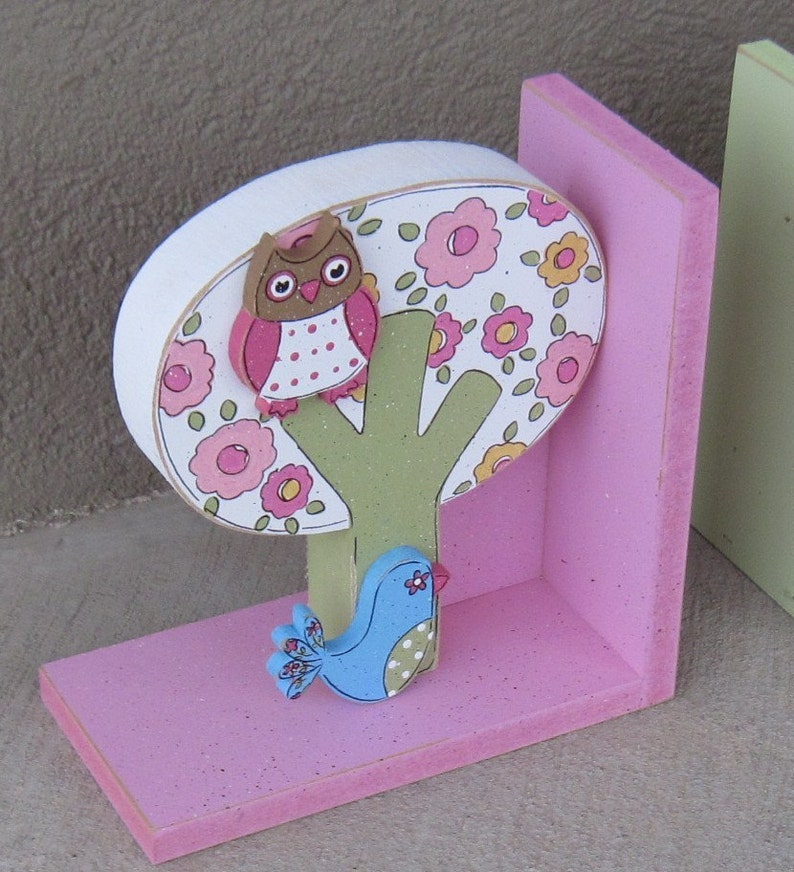Tree Owl and Bird Bookends for Children Library Bookshelf Etsy