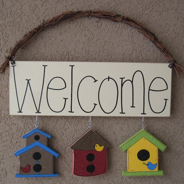 Monthly WELCOME SIGN (bird houses) for wall and home decor