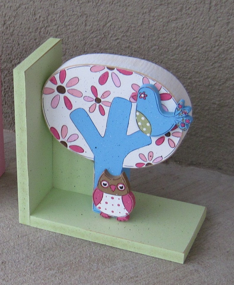 Tree Owl and Bird Bookends for Children Library Bookshelf Etsy