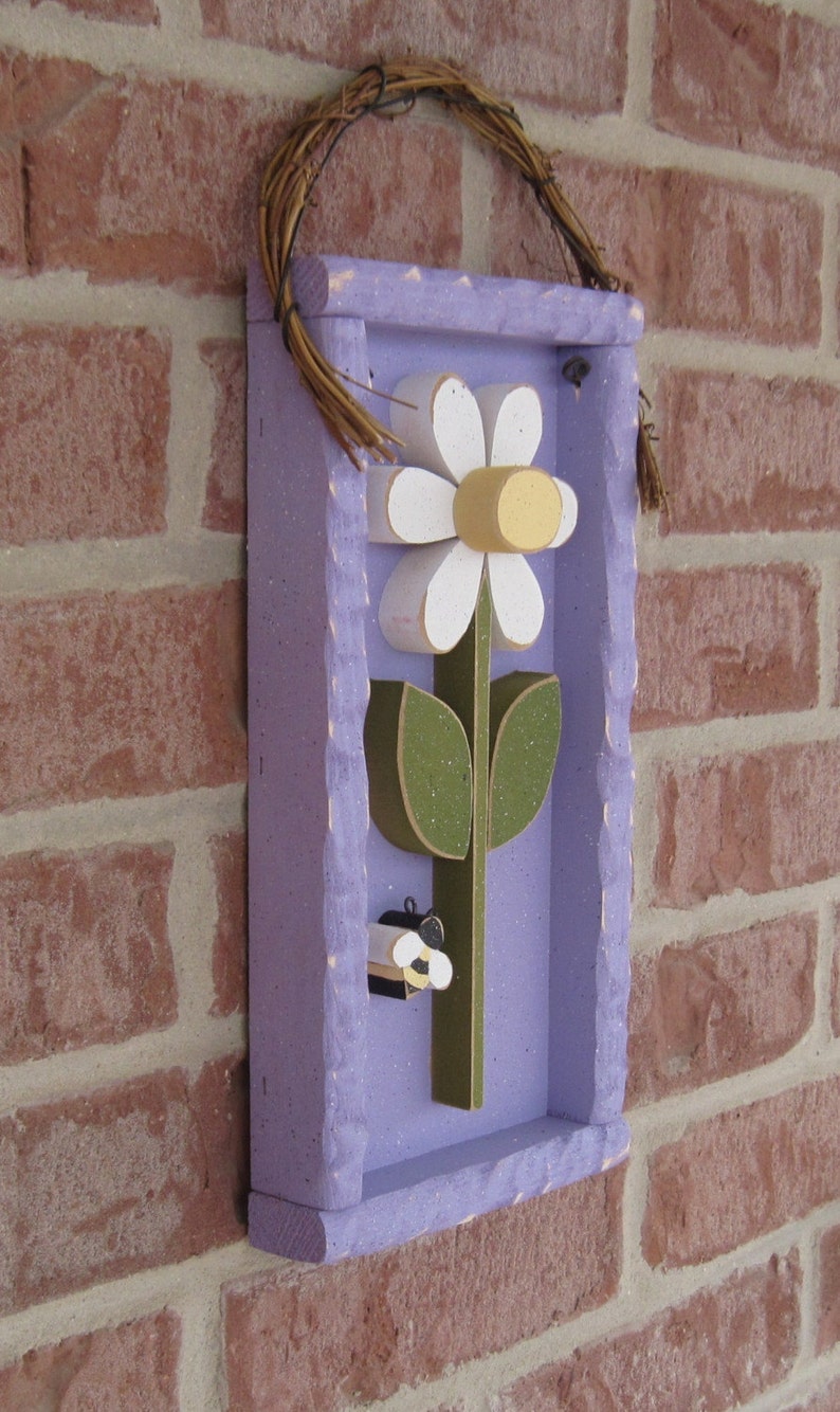 DAISY FRAME With STEM Lavender with White Flower image 1