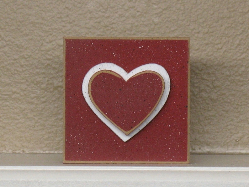 SQUARE BLOCK with red HEART for valentine and home decor image 3