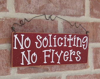 Free Shipping - NO SOLICITING No Flyers SIGN (barn red) for home and office hanging sign