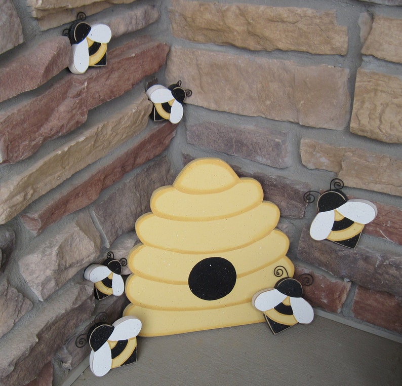 BEE HIVE and BEES for home decor, bee themed decor, and girl room decor image 2