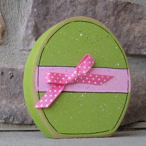 Lime green and Pink Egg shaped block for Easter, shelf, desk, office and kitchen home decor