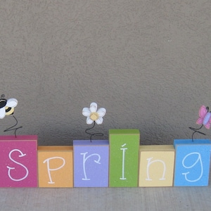 SPRING BLOCK SET for Shelf, Mantle, Office, Seasons, Home, and Holiday ...
