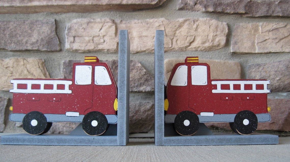 Fire Truck Bookends for Children Library Bookshelf Etsy