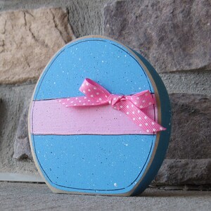 Aqua blue and Pink Egg shaped block for Easter, shelf, desk, office and kitchen home decor