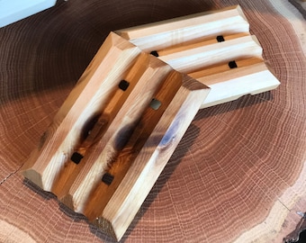 Porte savon fait main, bois de cèdre, Unik-Art, porte-savon, bois de cèdre