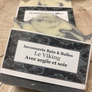 Savon Le Viking avec argile et soie, masculin, doux, argile noire, charbon activé, homme, viril image 1