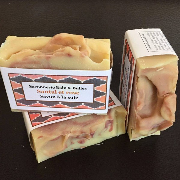 Savon Bois de santal et Rose, handmade soap, sandalwood, rose, savon fait main, argile, soie