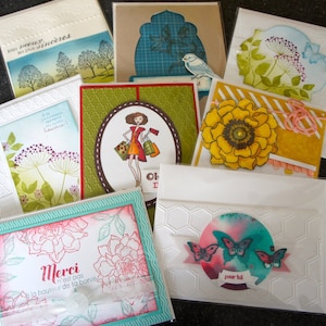Cartes de souhait, artisanale, fait main, handmade card, blank, sans texte, merci, thank you, lot de 8 cartes image 4