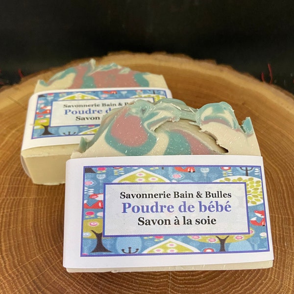 Savon Poudre de bébé, baby powder, handmade silk soap,  argile, soie