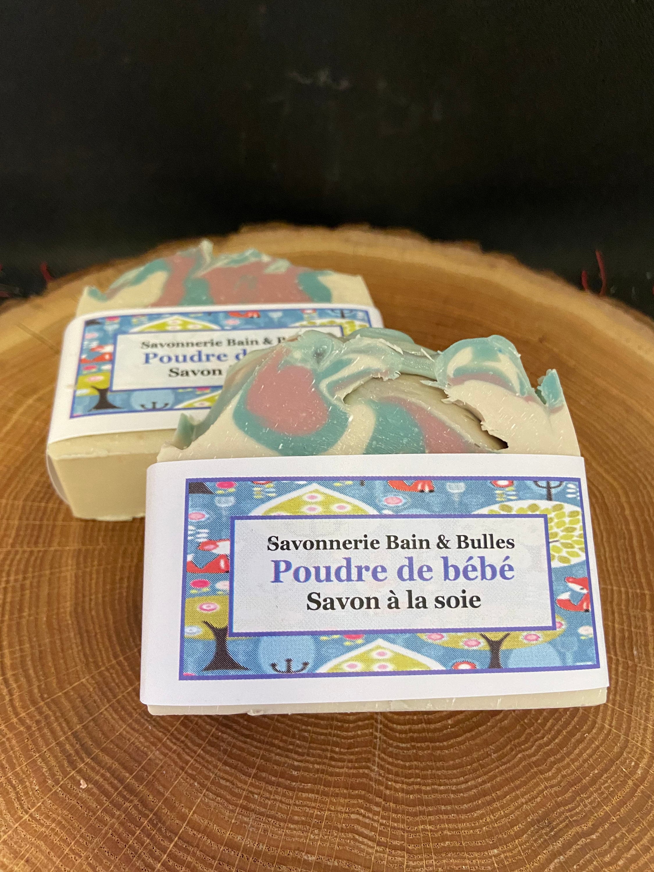 Savon Poudre de bébé, baby powder, handmade silk soap,  argile, soie