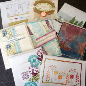 Cartes de souhait, artisanale, fait main, handmade card, blank, sans texte, merci, thank you, lot de 8 cartes image 9