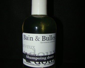 Doux Shampoing, huile essentielle menthe poivrée, sans SLS, sans parabènes, cheveux sains, sans phosphate