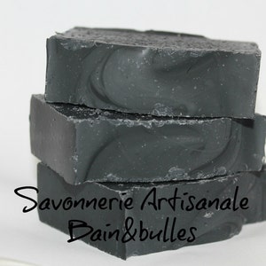 Savon Le charbonnier, peaux grasses, charbon activé biologique, organic activated charcoal soap, nettoyant image 1