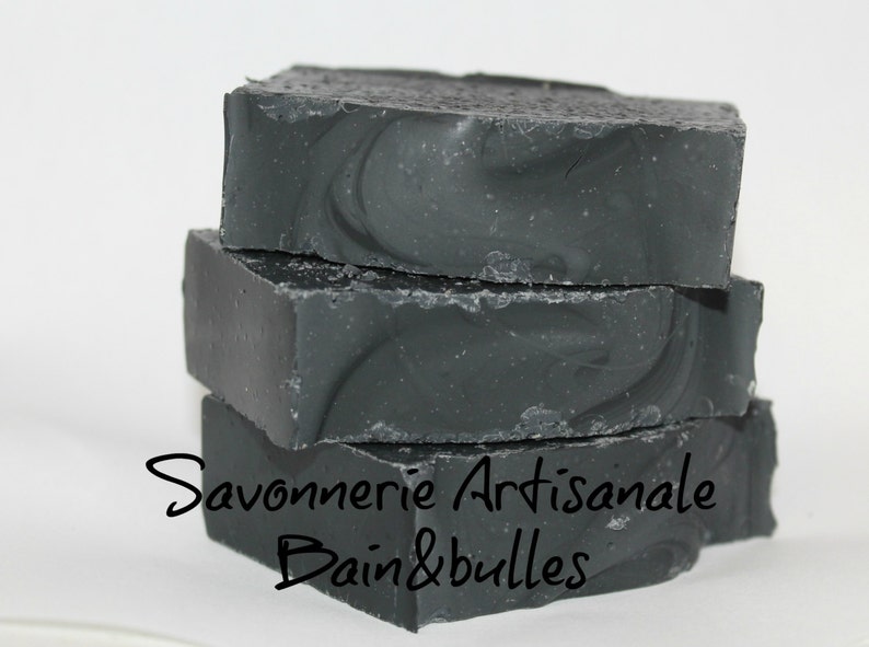 Savon Le charbonnier, peaux grasses, charbon activé biologique, organic activated charcoal soap, nettoyant image 1