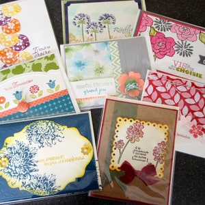 Cartes de souhait, artisanale, fait main, handmade card, blank, sans texte, merci, thank you, lot de 8 cartes image 10