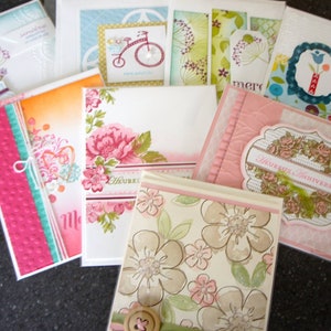 Cartes de souhait, artisanale, fait main, handmade card, blank, sans texte, merci, thank you, lot de 8 cartes image 2