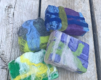 Savon débarbouilette, savon feutré de laine Mérinos, felted soap