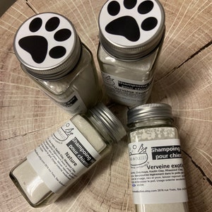 Shampoing sec pour chien, dog dry shampoo, argile, poudre de Shikakai,  rhassoul,  ortie, fait main, naturel, zéro déchet
