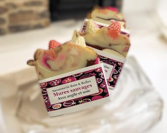 Savon Mûres sauvages, black rasberry vanilla, handmade, fait main, silk soap,  argile, soie
