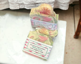 Savon Melon d'eau, watermelon, handmade soap, fait main, savon frais, estival,  argile, soie