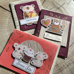 Cartes de souhait, artisanale, fait main, carte faite main, merci, merci, 3 cartes