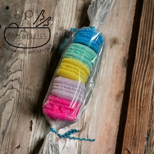 Bombe de bain Macaron effervescente, petite bombe de bain multicolore, bathbomb, enfant, kids,