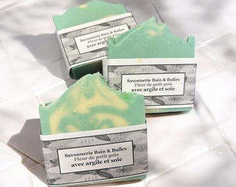 Savon Fleur de petit pois, floral, fleur de bébé, douceur, sweet pea, odeur douce,  argile, soie